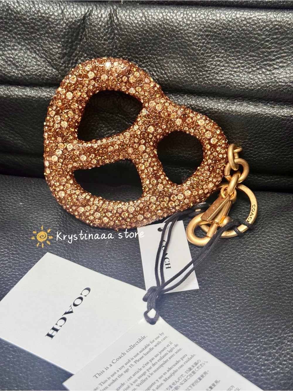 NWT Coach Large Crystal Pretzel Bag Charm CCY89 Fast Shipping! - Picture 6 of 9